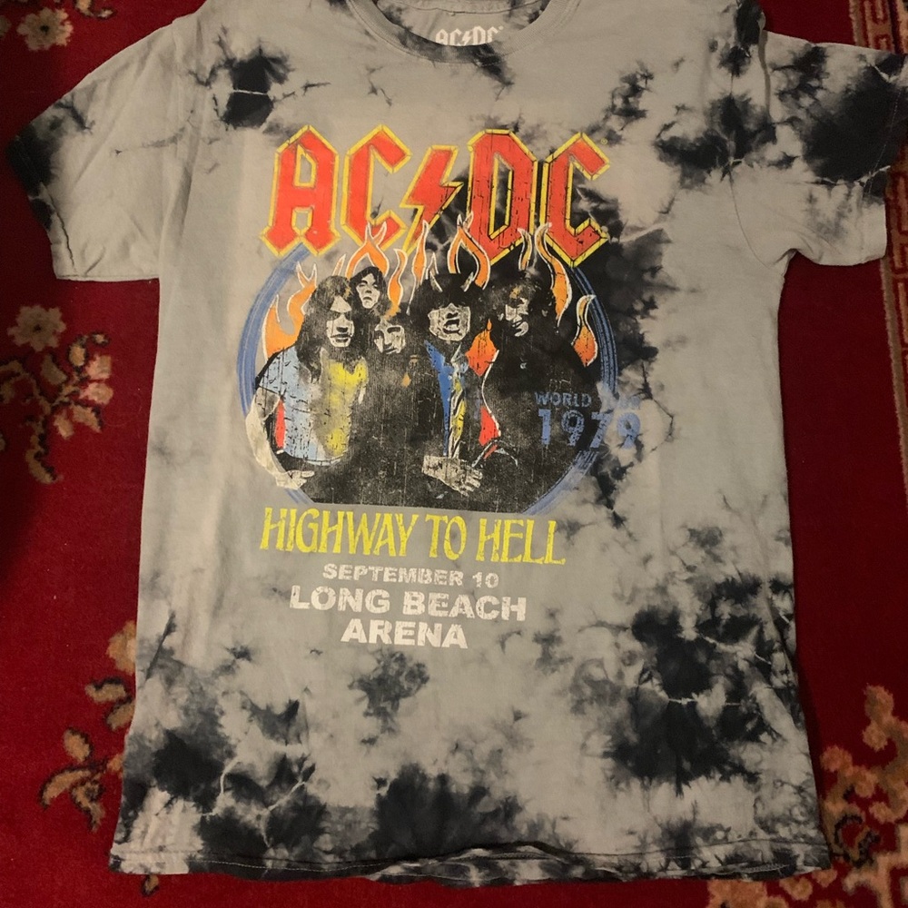 AC/DC Tie-Dye T-Shirt - Black and Gray size small